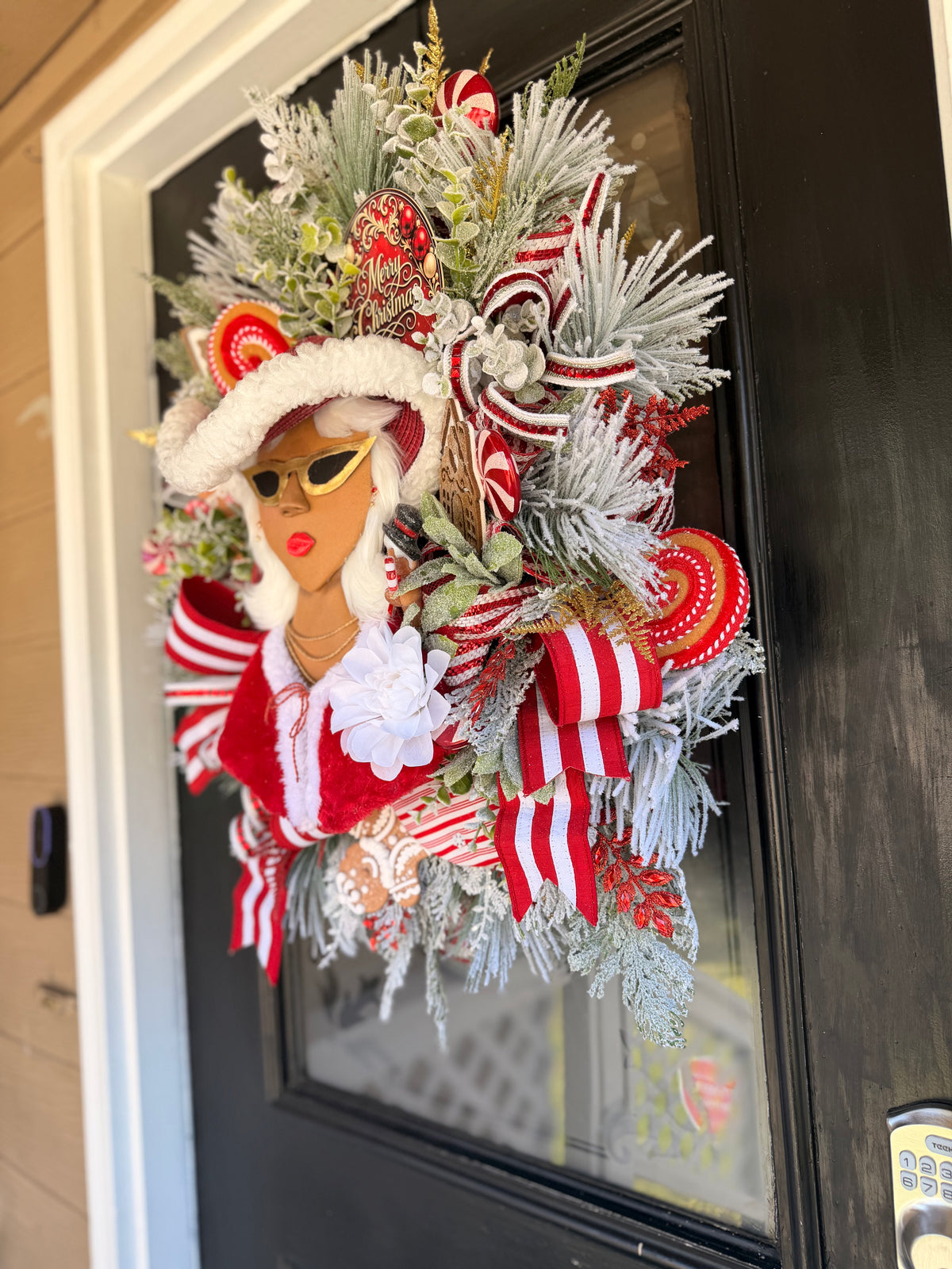 Christmas Diva Wreath with Peppermint & Frosted Pine